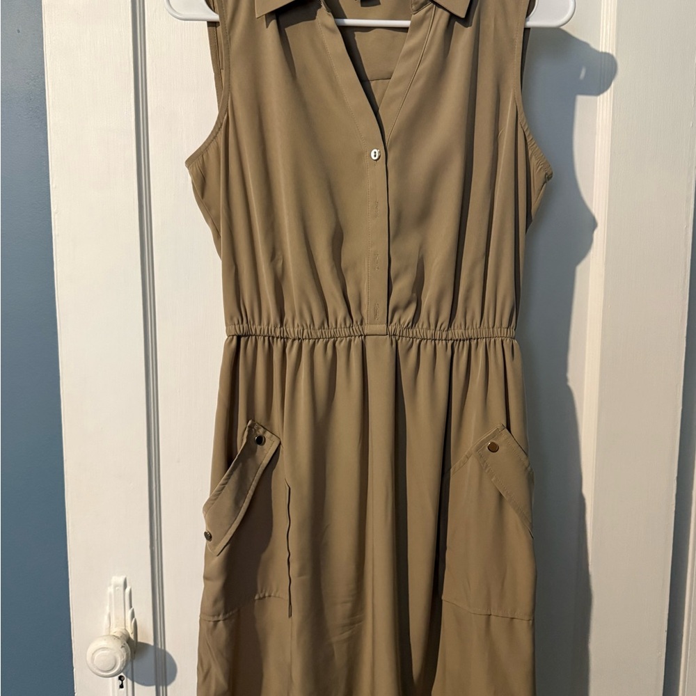 Alfani Sleeveless Tan Utility Shirt Dress